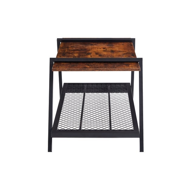 Modern Coffee Tables Sofa Table with Mesh Shelf for Living Room