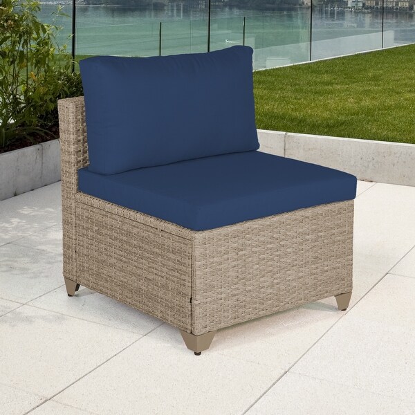 Maui Outdoor Armless Sofa in Natural Aged Wicker