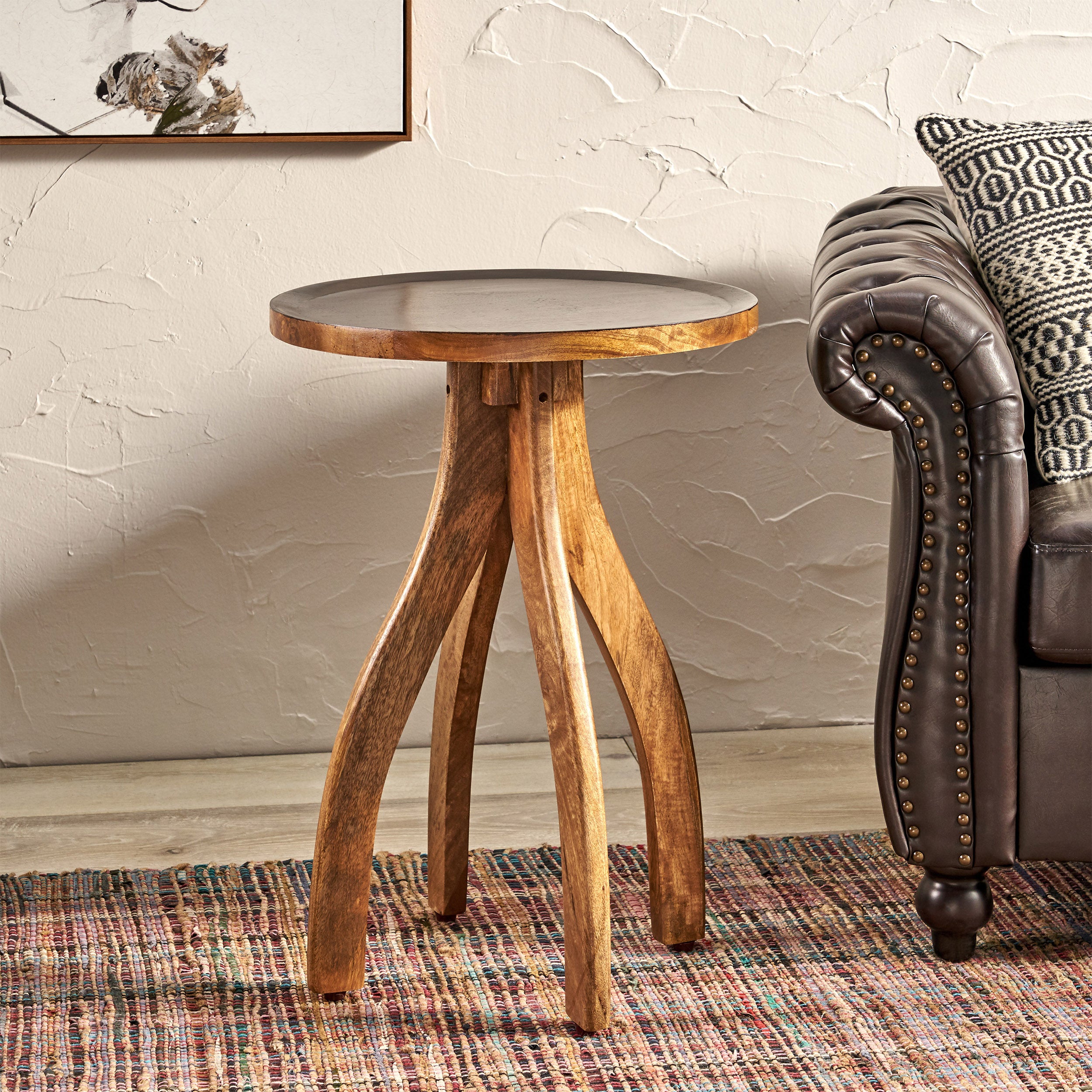 Adaiyah Boho Mango Wood End Table