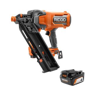 RIDGID 18V Brushless Cordless 30-Degree 3-12 in. Framing Nailer with 18V Lithium-Ion 4.0 Ah Battery R09895B-AC87004