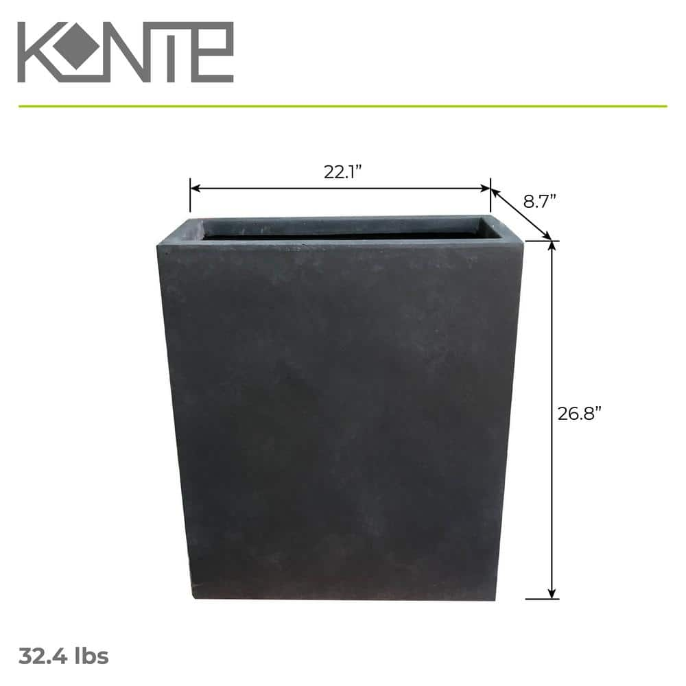 KANTE 26.8 in. Tall Charcoal Lightweight Concrete Modern Long and High Rectangle Planter RF0111A-C60121