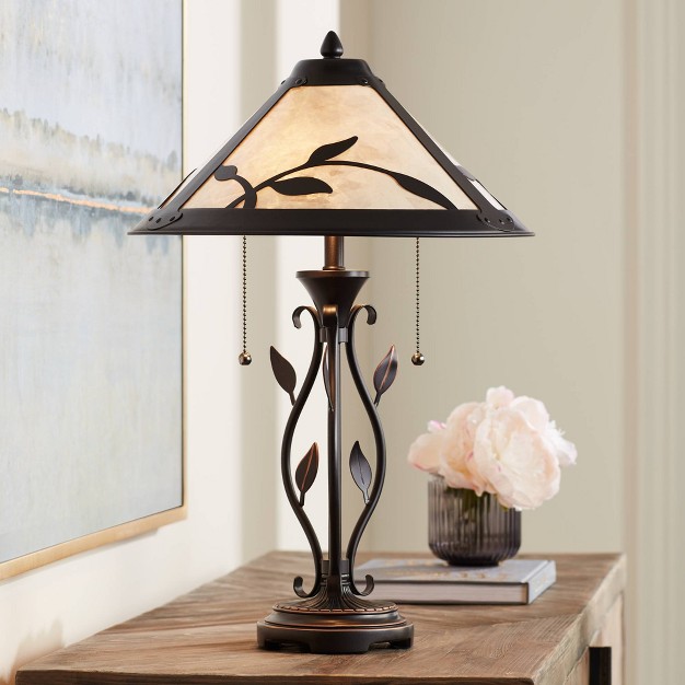 High Metal Openwork Leaf Mica Shade For Bedroom Living Room Bedside Nightstand Office