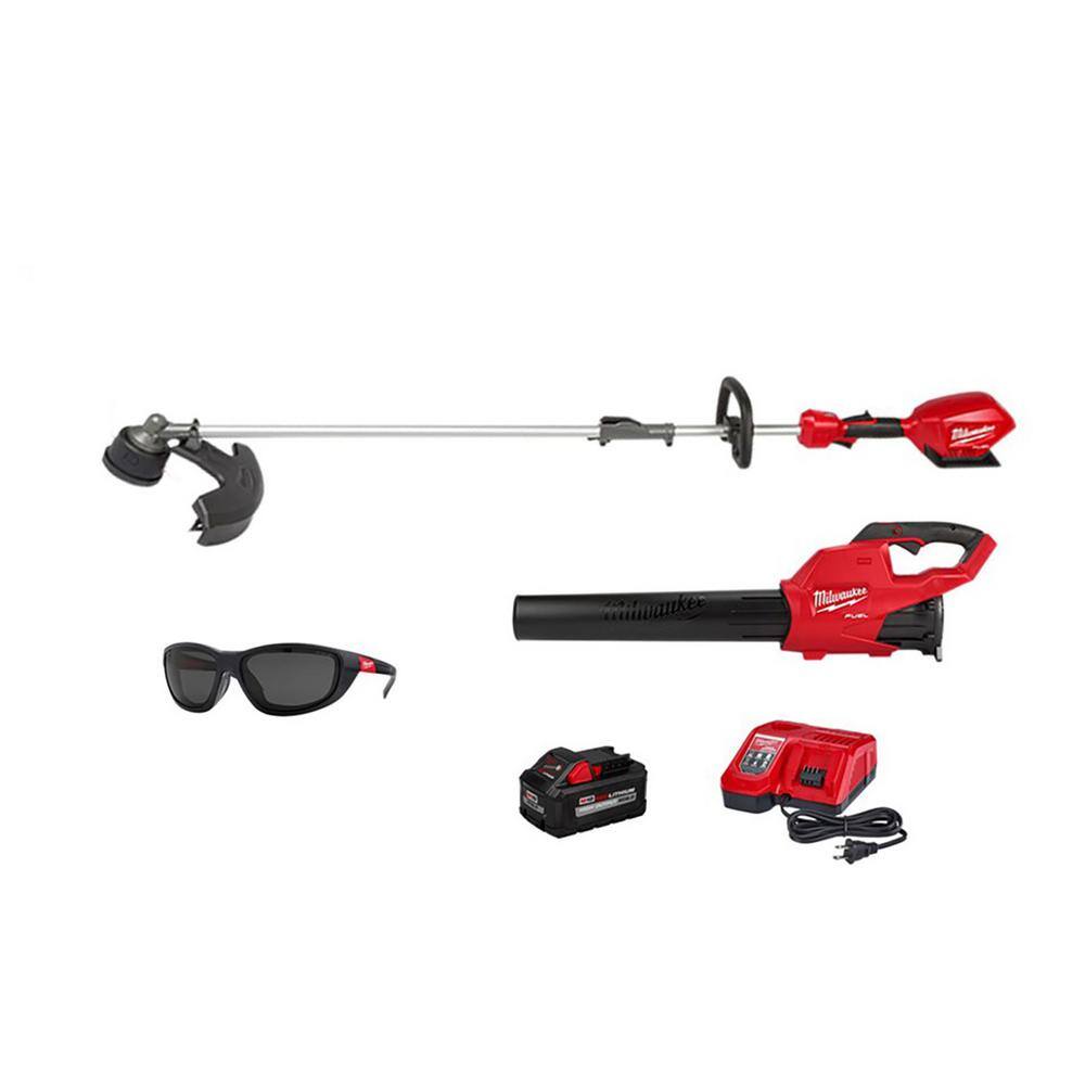 MW M18 FUEL 18-Volt Lithium-Ion Brushless Cordless QUIK-LOK String TrimmerBlower Combo Kit with Polarized Safety Glasses 3000-21-48-73-2045