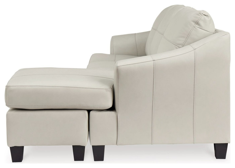 88 quotSofa Chaise With Attached Foam Back  Tapered Legs  Beige Leather   Transitional   Sectional Sofas   by VirVentures  Houzz