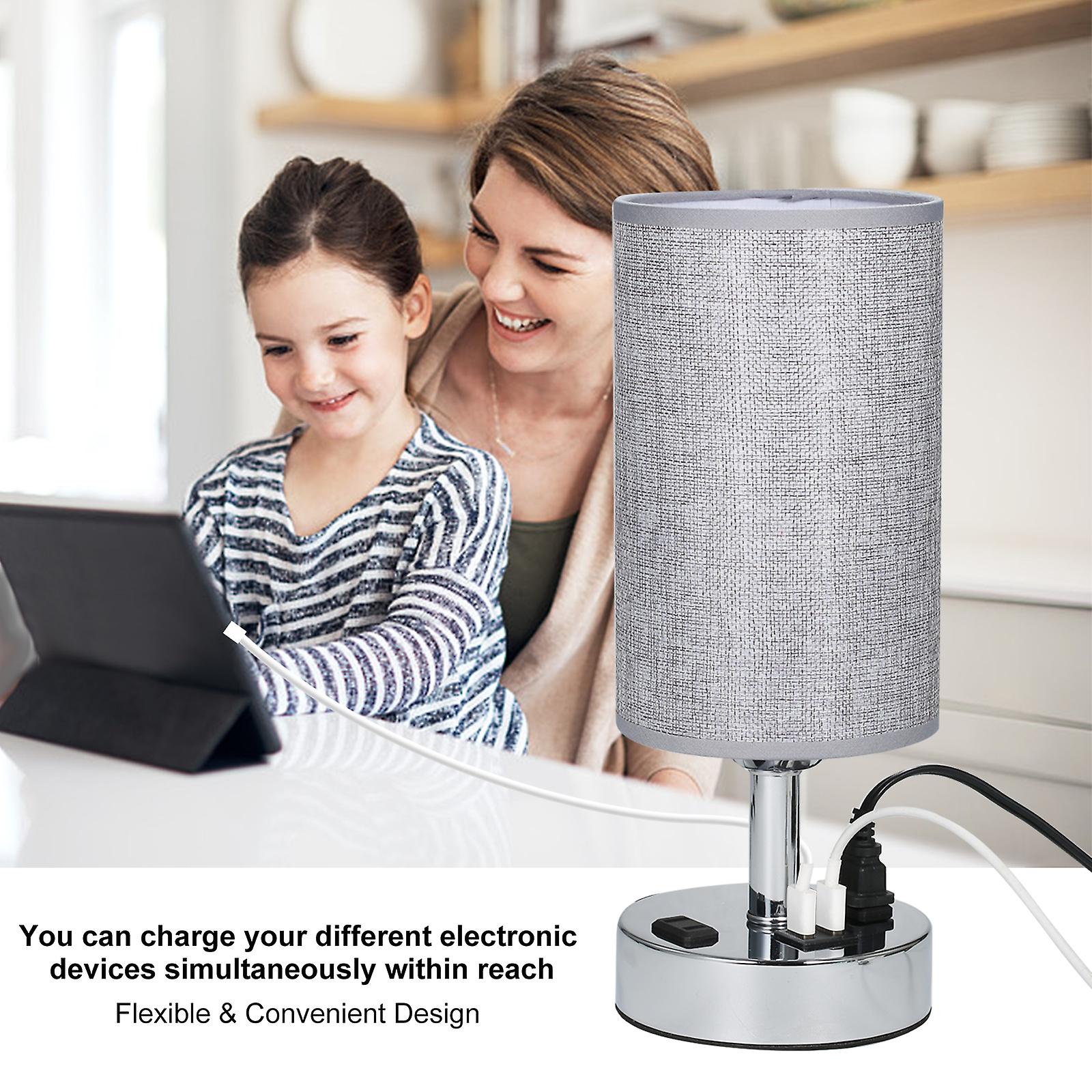 A C 110130v Bedside Table Lamp Desk Light Nightstand Lamp Dual Usb And Dual Socket Sensitive Touching Control/ 3 Levels Dimmable Brightness Adjustable