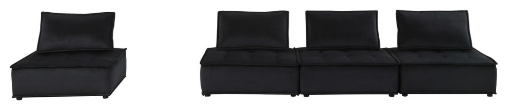 Anna Velvet 4 Piece Sectional Sofa   Transitional   Sectional Sofas   by Lilola Home  Houzz