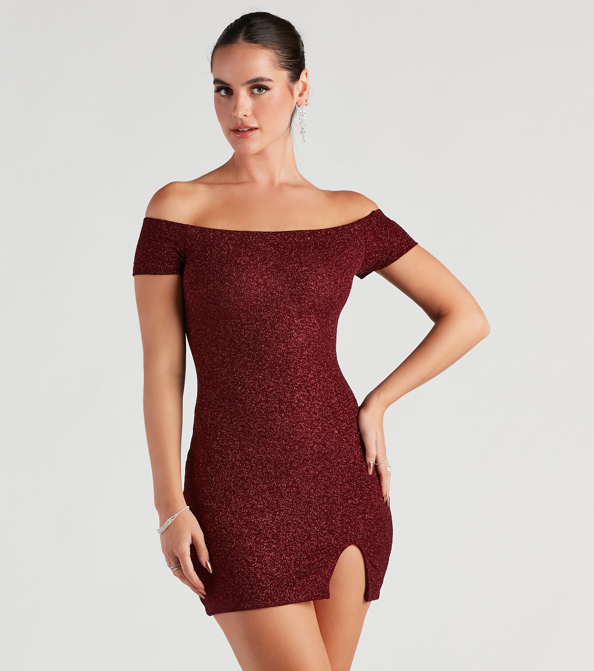 Love Spark Glitter Off The Shoulder Dress