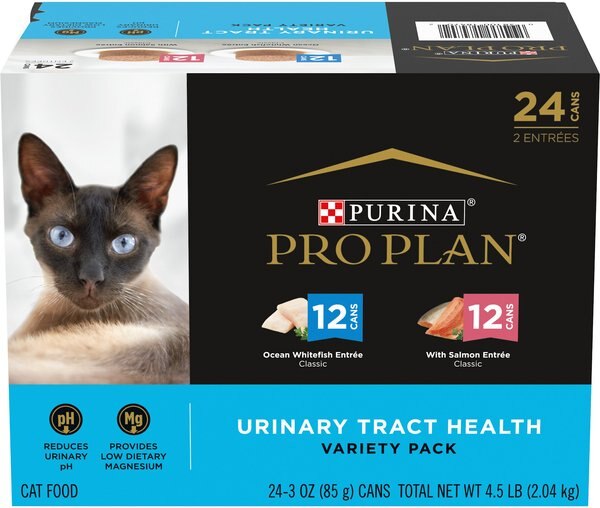 Purina Pro Plan Focus Urinary Tract Health Seafood Favorites Variety Pack Canned Cat Food， 3-oz can， case of 24