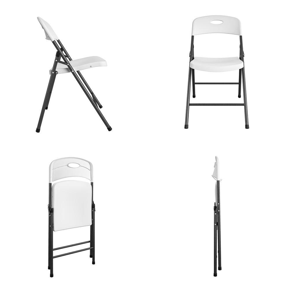 COSCO Solid Resin Plastic Folding Chair IndoorOutdoor Double Braced White 4-Pack 14833WSP4E