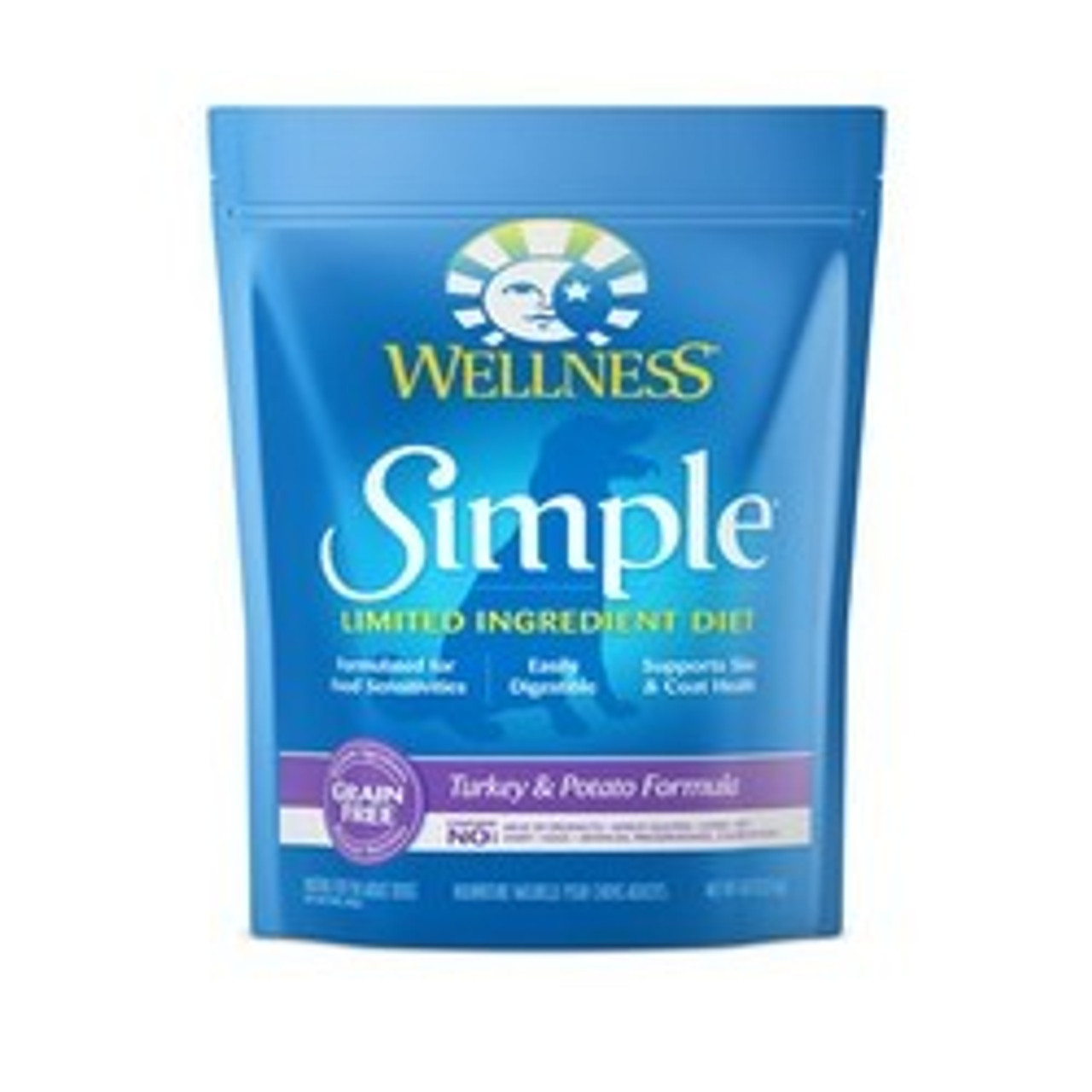 Wellness Simple Limited Ingredient Diet Grain-Free Turkey and Potato Formula Dry Dog Food， 26 lbs