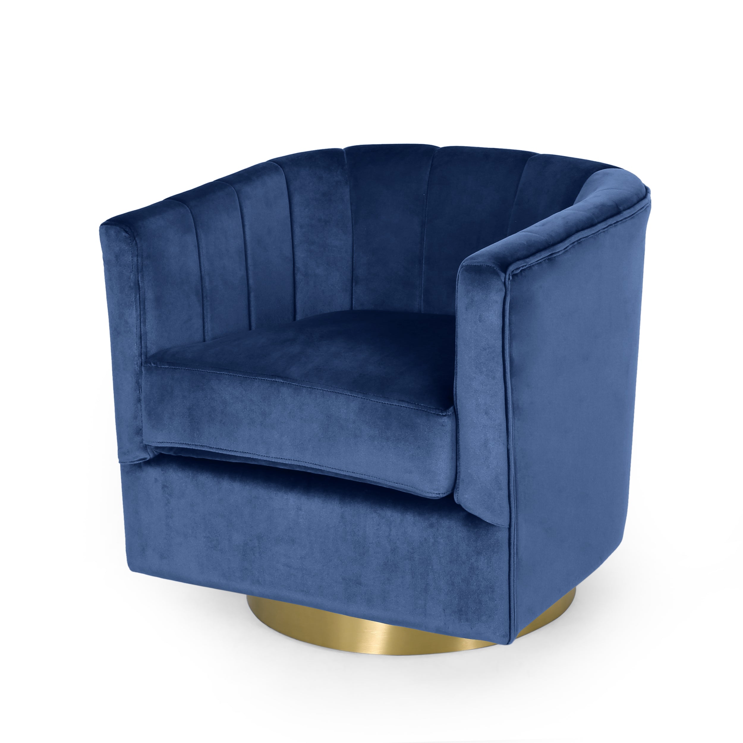 Blairmont Modern Glam Channel Stitch Velvet Swivel Club Chair