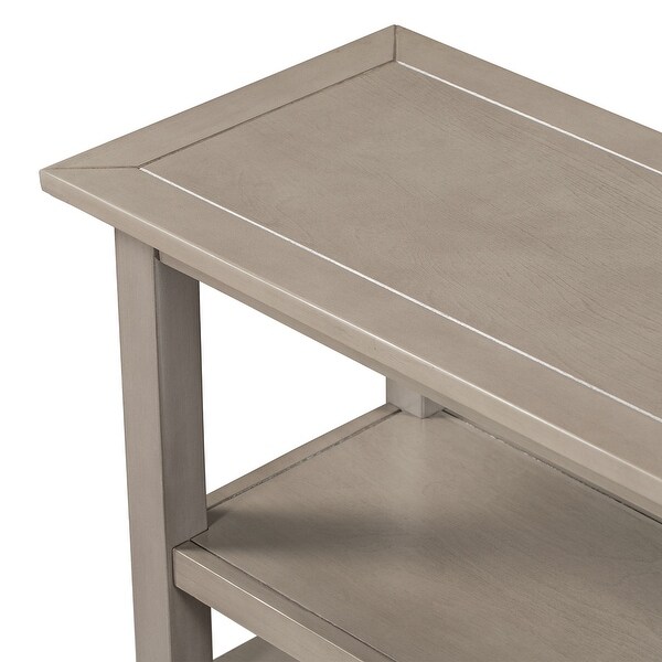 Rustic Solid Console Table Double-Storey Tabletop with Three Drawers