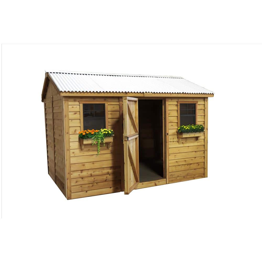 Outdoor Living Today Cabana 12 ft. W x 8 ft. D Cedar Wood Garden Shed with Metal Roof (96 sq. ft.) CB128-METAL-AK