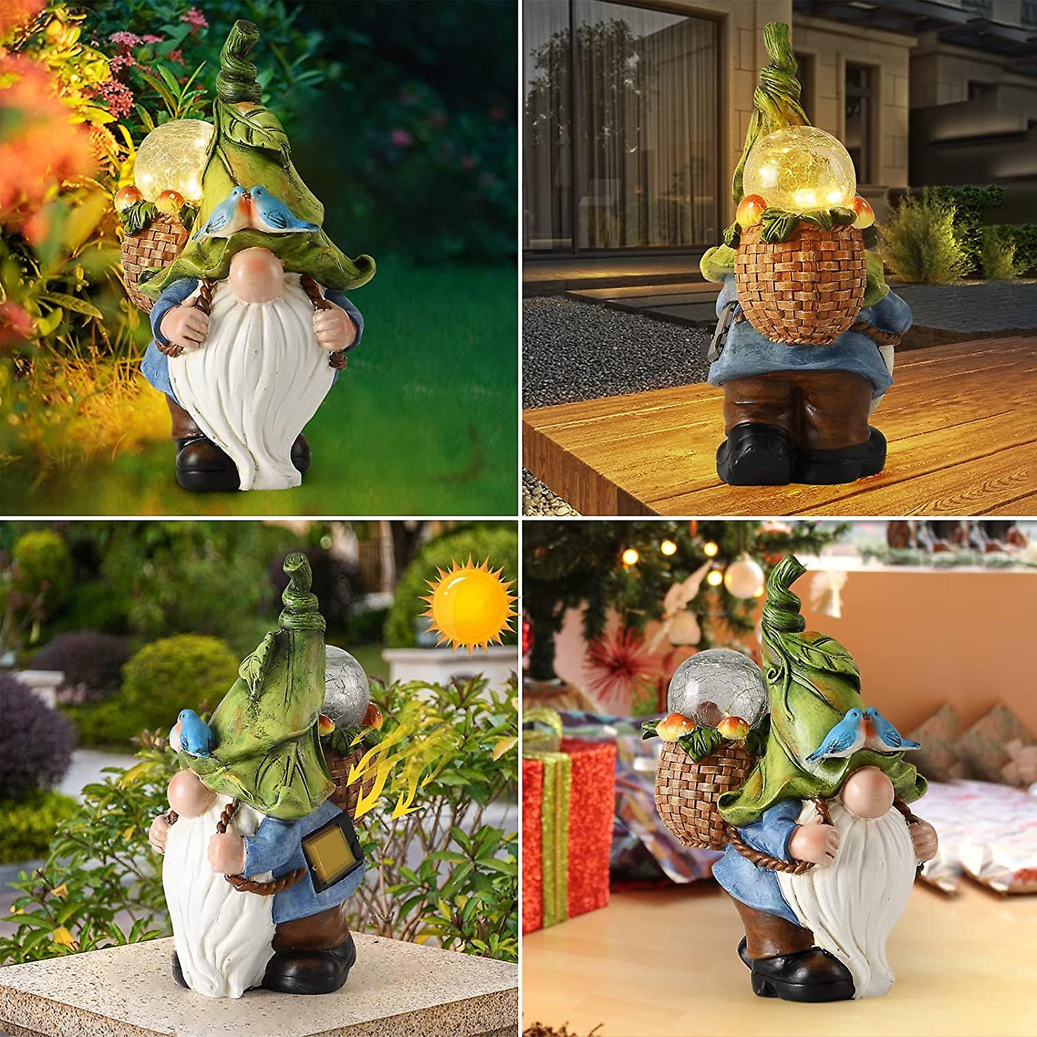 Outdoor Solar Gnomes Statues Clearance - 10.5'' Resin Garden Sculptures Carrying Magic Orb With Solar Lights -yard Decorations-garden Statues For Pati