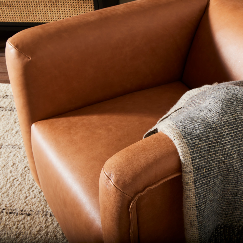 Wellborn Swivel Chair Palermo Cognac   Contemporary   Armchairs And Accent Chairs   by Zin Home  Houzz