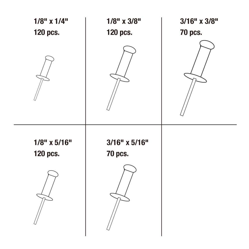 TradesPro Rivet Assortment (500-Piece) 836341