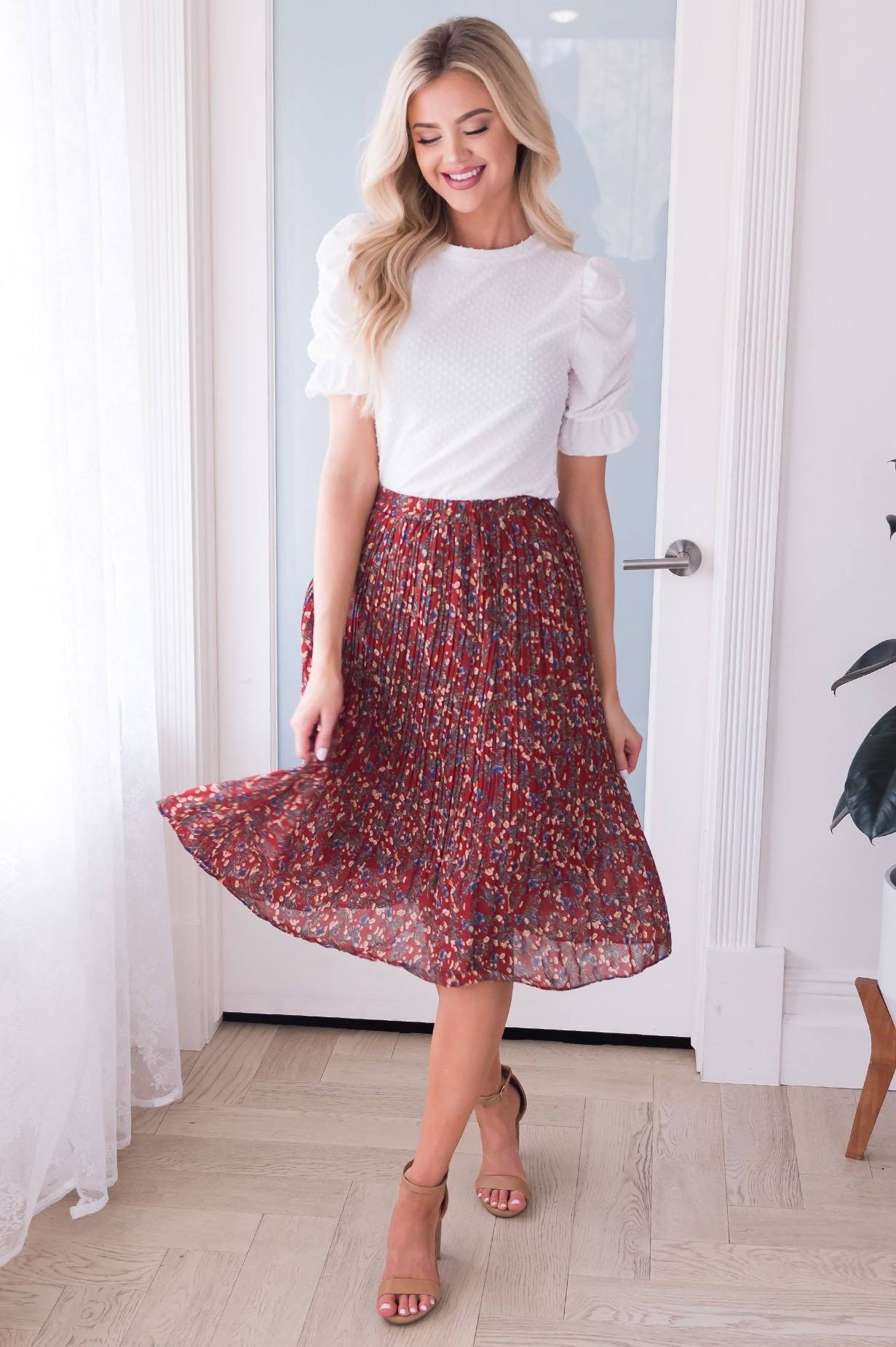 Fall Blooms Modest Pleat Skirt