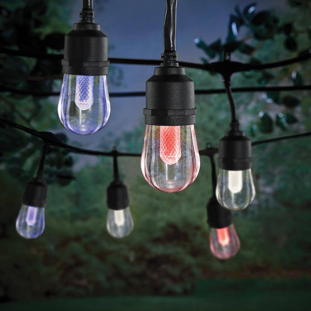 Hampton Bay IndoorOutdoor 24 ft. Smart Plug-in Edison Bulb RGBW Color Changing LED String Light (12-Bulb) Powered by Hubspace HB-10521-HS