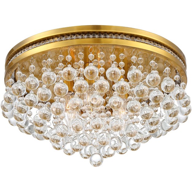 Wide Brass 6 light Clear Crystal For Bedroom Kitchen Living Room Hallway