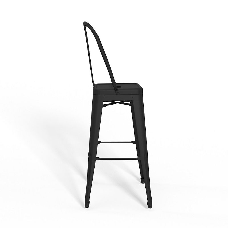 Simpli Home Fletcher Industrial Metal Bar Stool 2-Piece Set