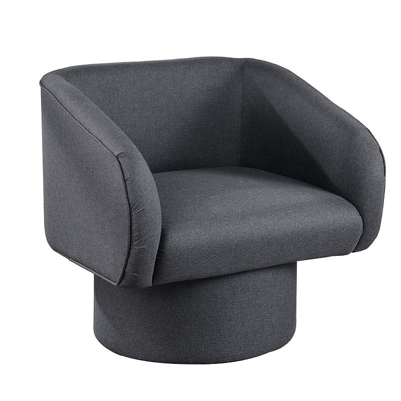 Tim 30 Inch Fabric Upholstered Accent Chair， 360 Swivel Seat， Gray