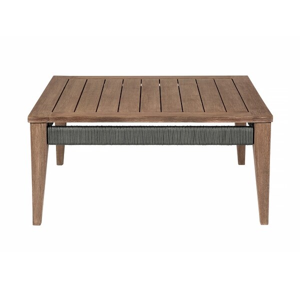 Orbit Square Outdoor Patio Coffee Table in Weathered Eucalyptus Wood