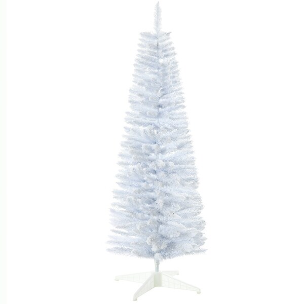 5' / 7' Christmas Tree，Slim Design with Realistic Branches，White