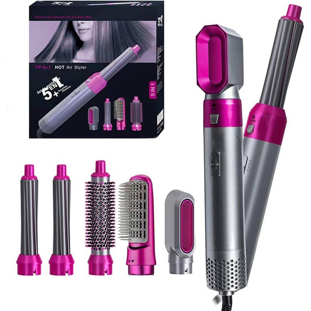 Aoibox 5 in.-1 Curling Wand Hair Dryer Set Professional Hair Curling Iron for Multiple Hair Types and Styles Fuchsia SNSA10IN036