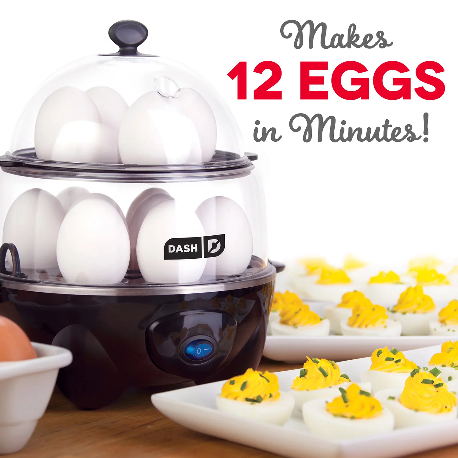 Dash Deluxe Rapid Egg Cooker， 12 Egg - Black