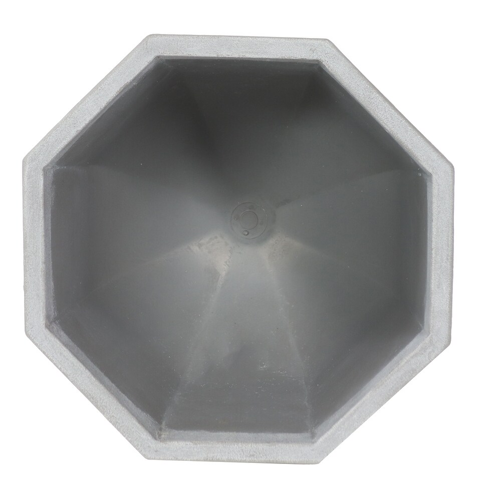 Sunnydaze Modern Faceted Polyresin Geometric Planter   Light Gray   14.75\