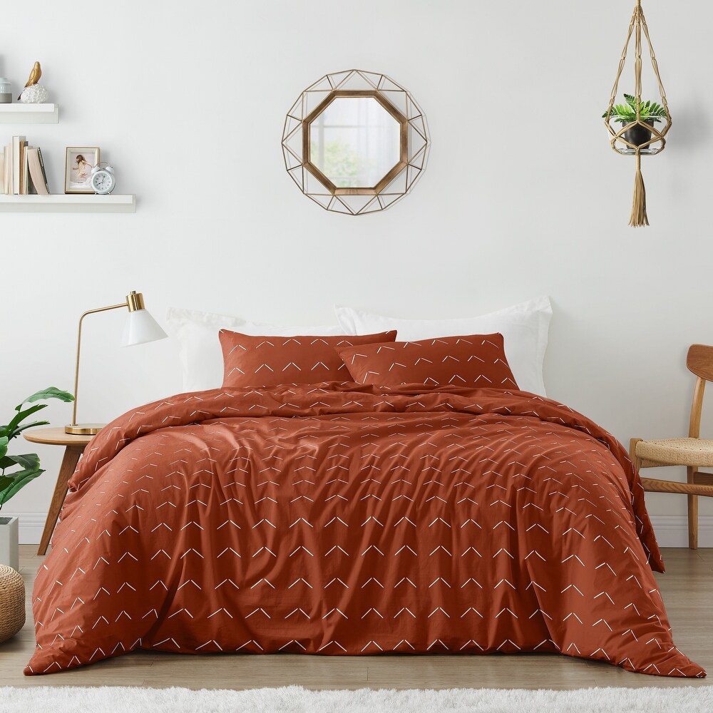 Boho Arrow Boy Girl 3pc Full Queen Comforter Set   Ivory Burnt Orange Modern Farmhouse Southwest Shabby Chic Bohemian Diamond