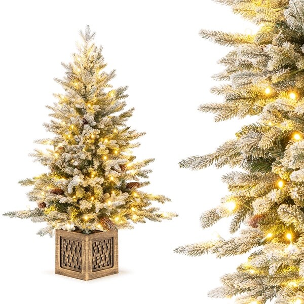 Costway 1 PCS 4 FT Artificial Xmas Tree Flocked Christmas Tree with