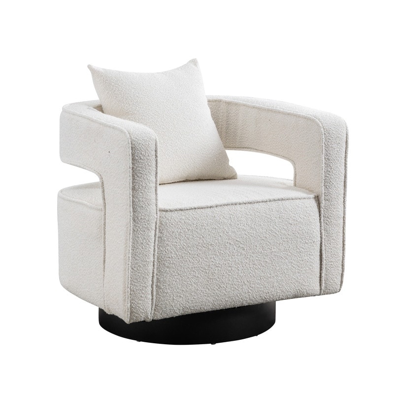 Leisure Swivel Accent Chair With Open Back and Pillow