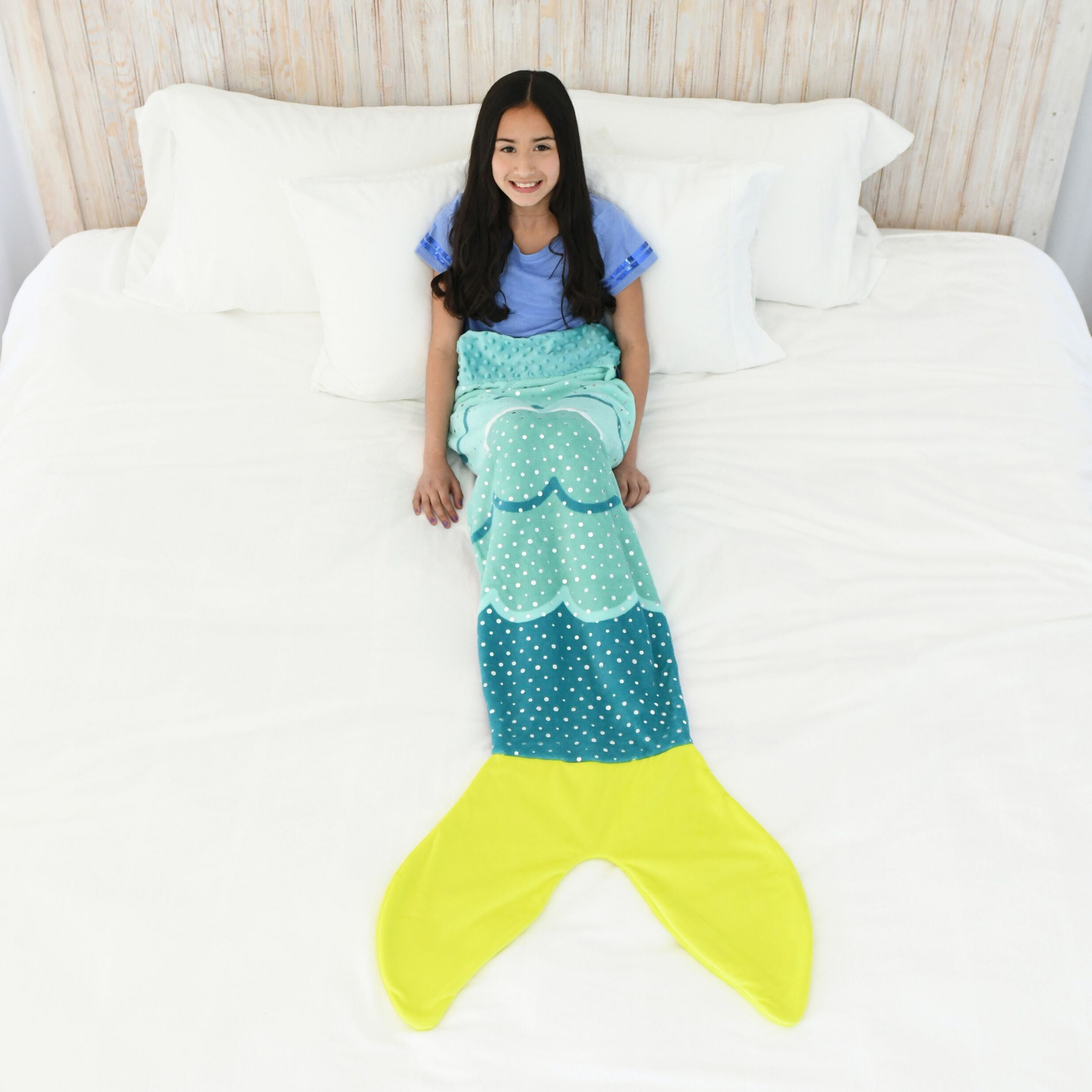 Mermaid Blankie Tail for Kids by Your Zone， Blue and Teal