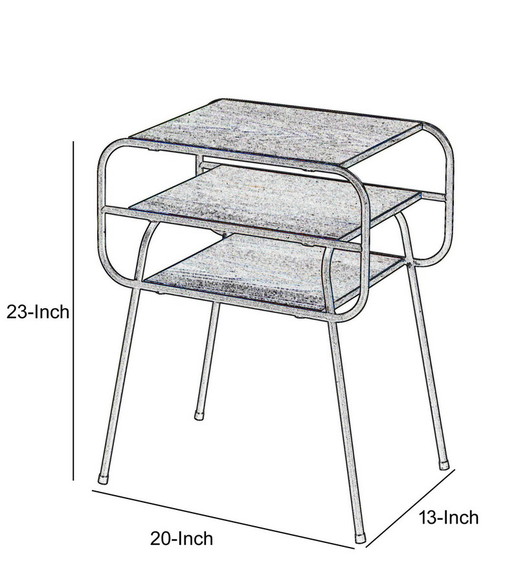 Benjara BM204497 Metal and Wooden End Table with 2...