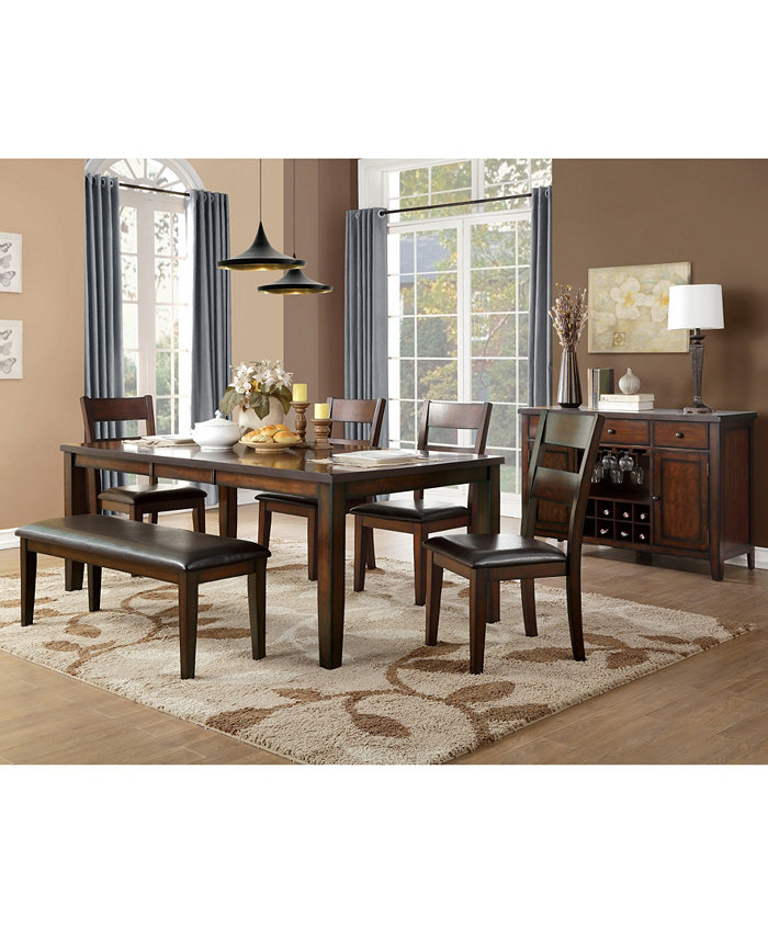 Furniture Leona 6pc Dining Set (Rectangular Dining Table 4 Side Chairs and Bench)