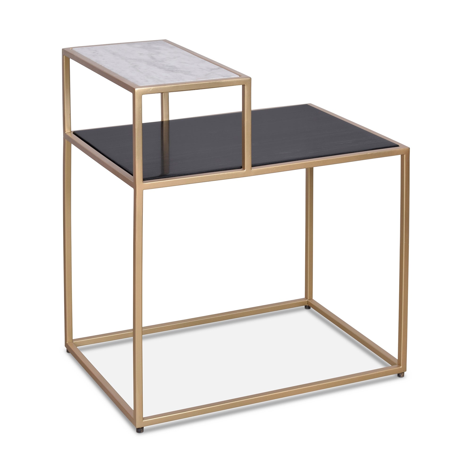 Aurelle Home Mietra Modern 2 Tier Geometric Side Table