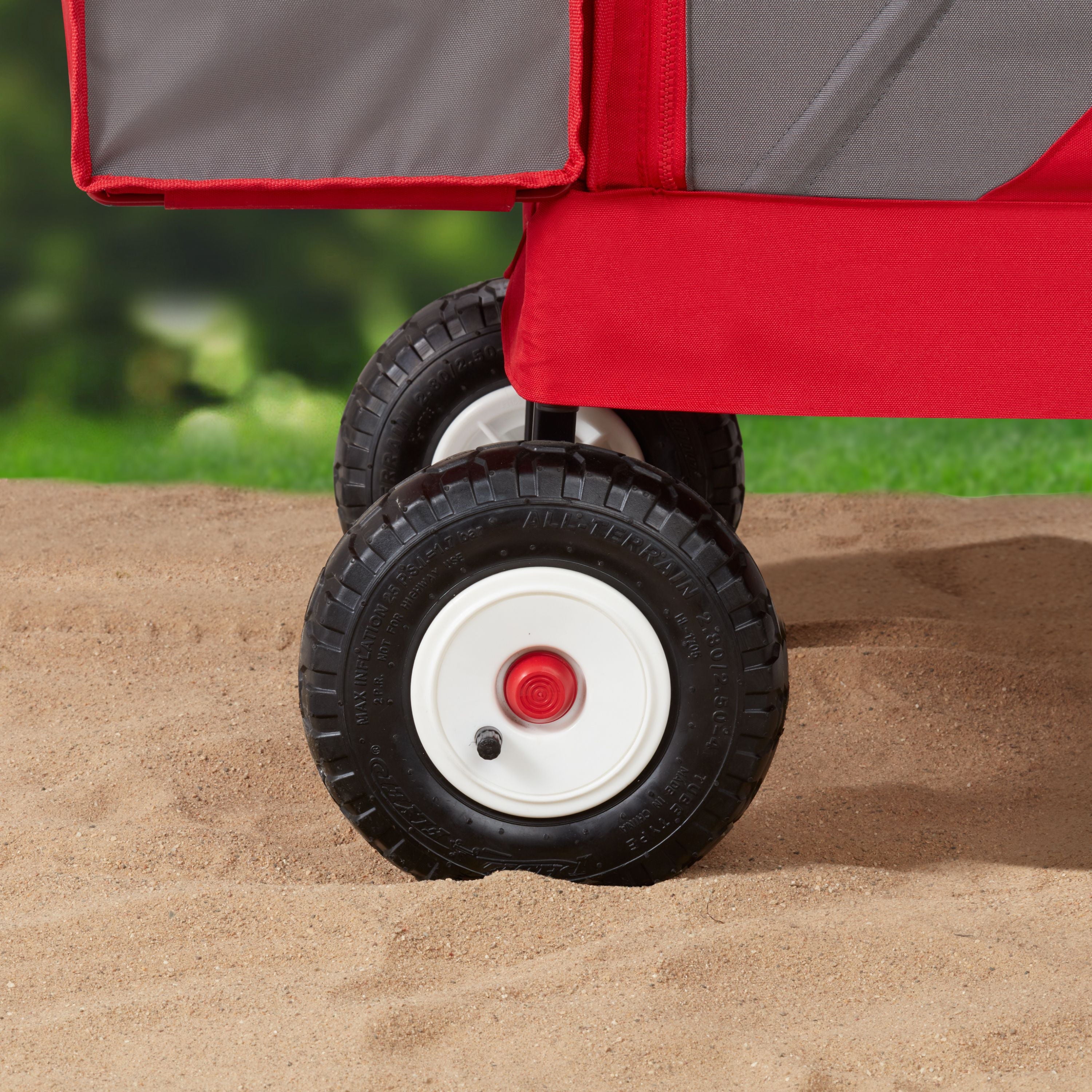 Radio Flyer, 3-in-1 All-Terrain EZ Fold Wagon with Canopy, Red and Gray, Air Tires