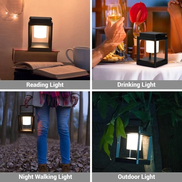 Outdoor Table Lamp, 3-Level Brightness Portable Rechargeable Solar Lamp Waterproof for Patio/Camping