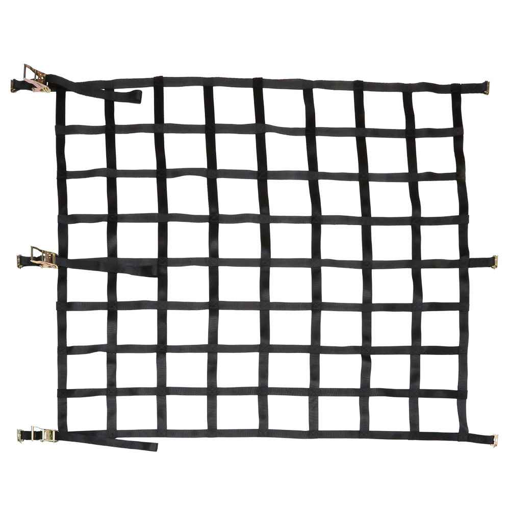 82" x 82" Heavy-Duty Cargo Net with Ratchets and E-Track Fittings