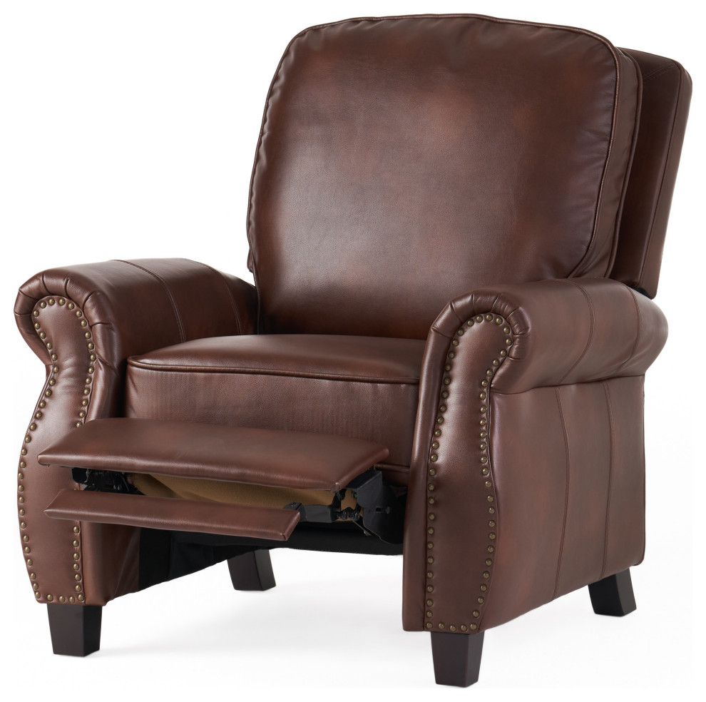 GDF Studio Jasmine 2 Tone Brown Faux Leather Puch Back Recliner   Transitional   Recliner Chairs   by GDFStudio  Houzz