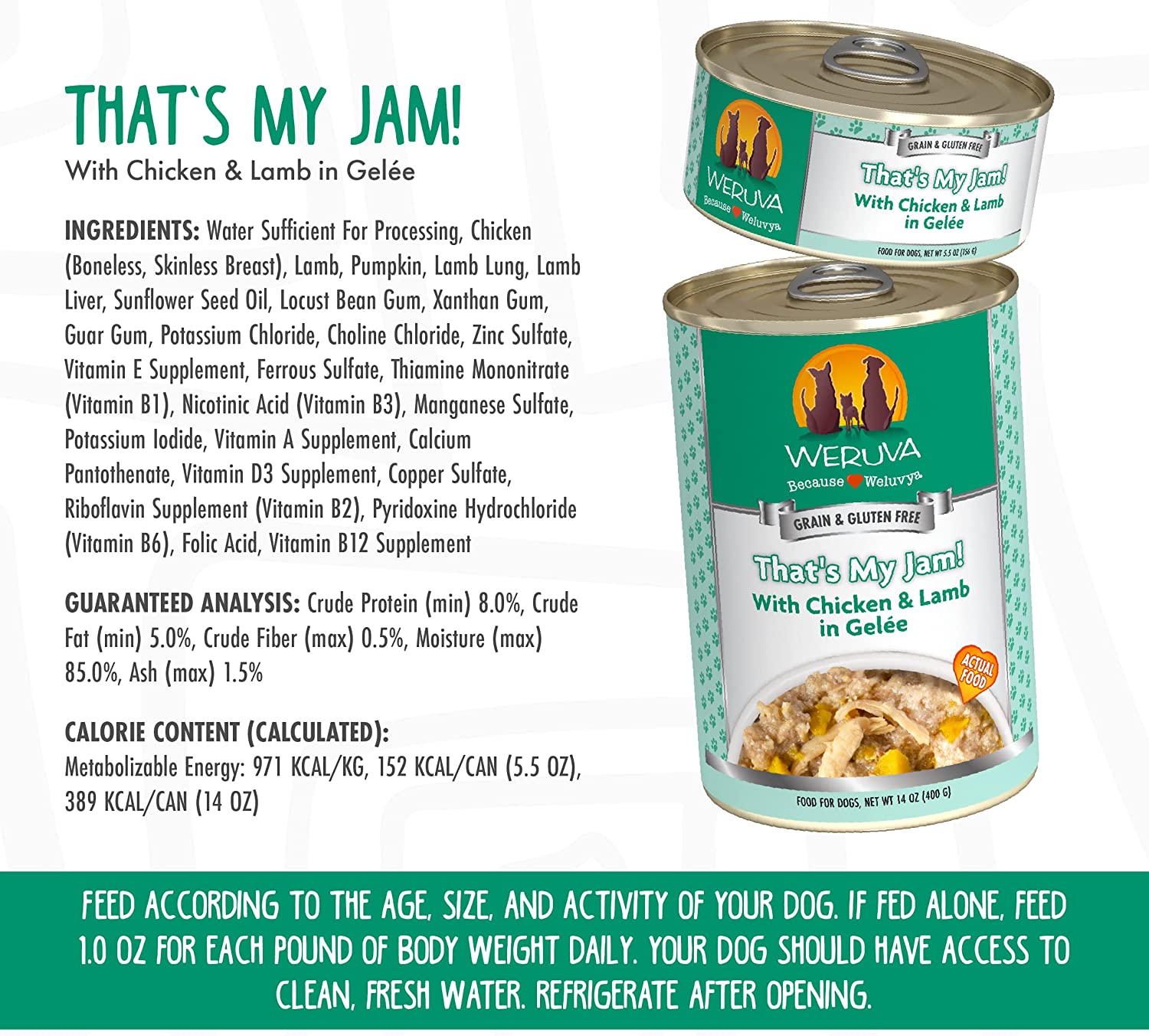 Weruva That's My Jam! With Chicken and Lamb in Gelee Grain-Free Canned Dog Food 5.5 Ounce (Pack of 24)