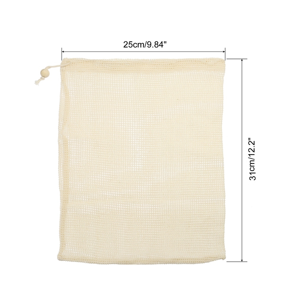 Reusable Produce Bags 3PCS  Cotton Mesh Bags Food Storage Bags  Beige   Beige