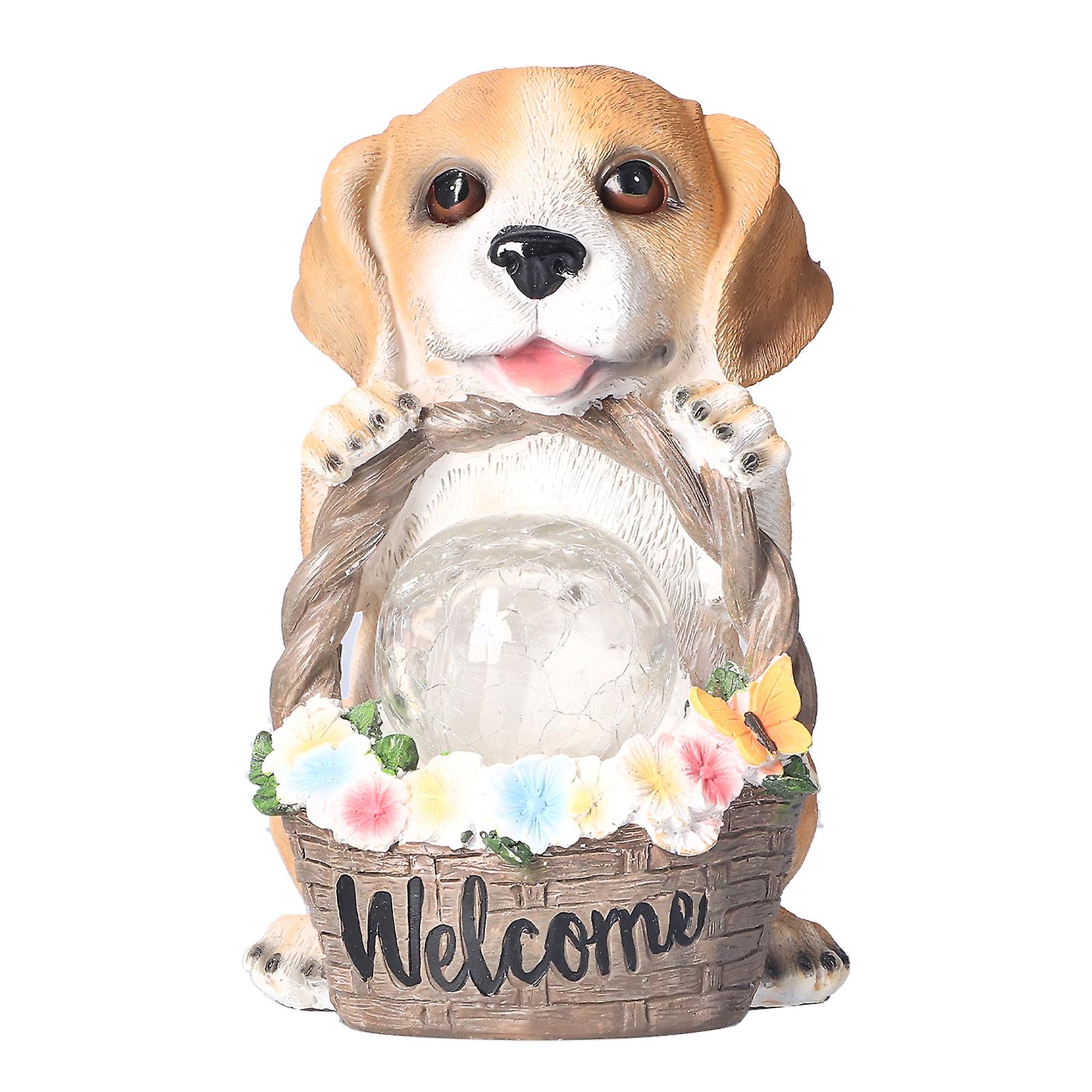 Innovative Solar Night Light Simulation Resin Cute Puppy Decoration Ornament For Outdoor Garden