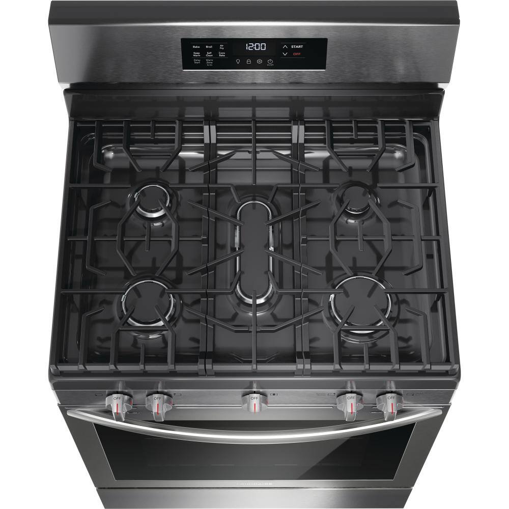 Frigidaire 30 in. 5.1 cu. ft. 5 burner Freestanding Gas Range in Stainless Steel with Air Fry FCRG3083AS