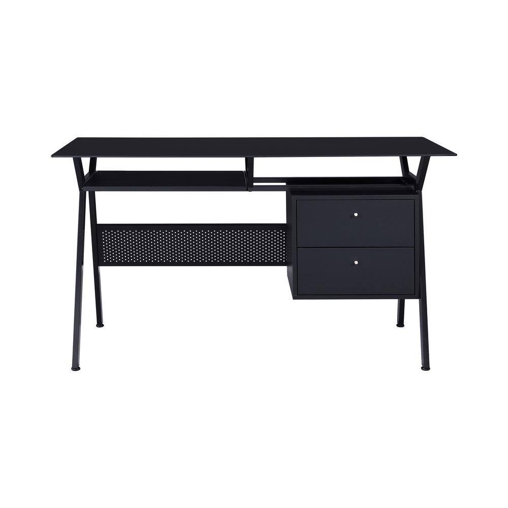 Coaster Home Furnishings Weaving 55 in. Rectangular Black 2-Drawer Computer Desk with Keyboard Tray 800436