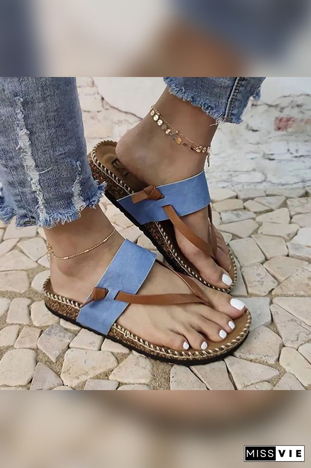 Summer Leather Flat Slippers