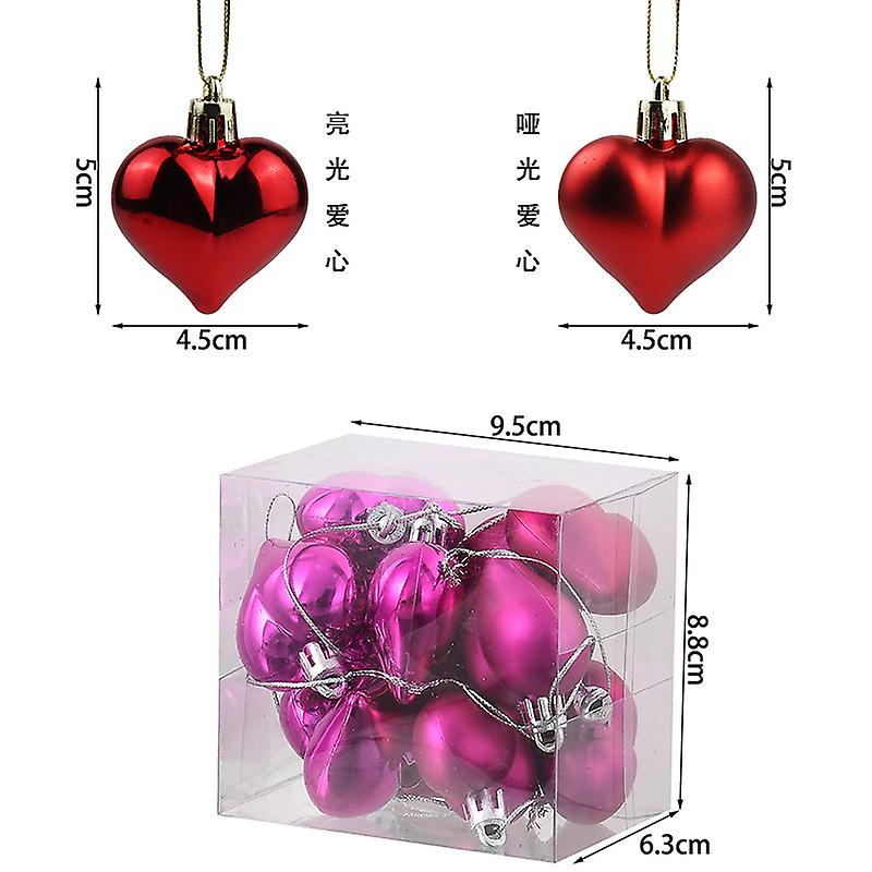 Valentine's Day Gift Love Plastic Pendant 4.5cm Electroplated Peach Heart Christmas Tree Garland Decorations