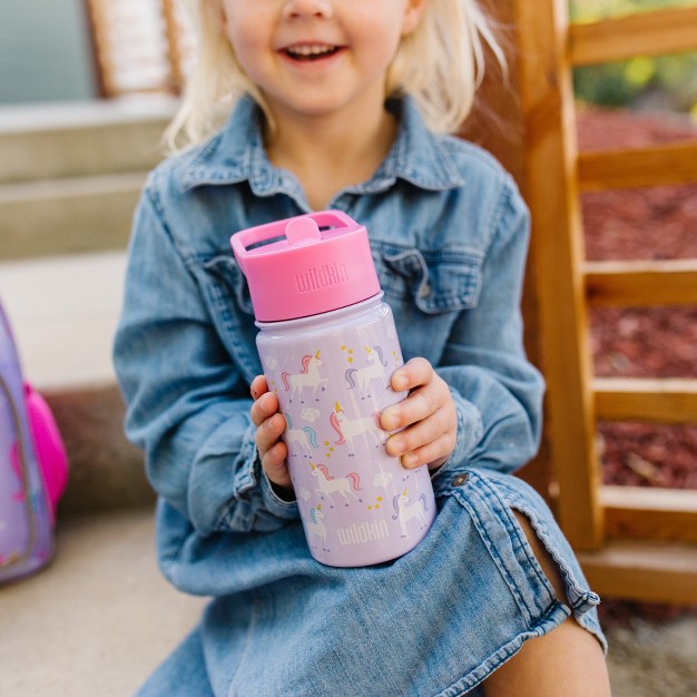 Wildkin Kids 14 Oz Stainless Steel Insulated Water Bottle For Boys amp Girls