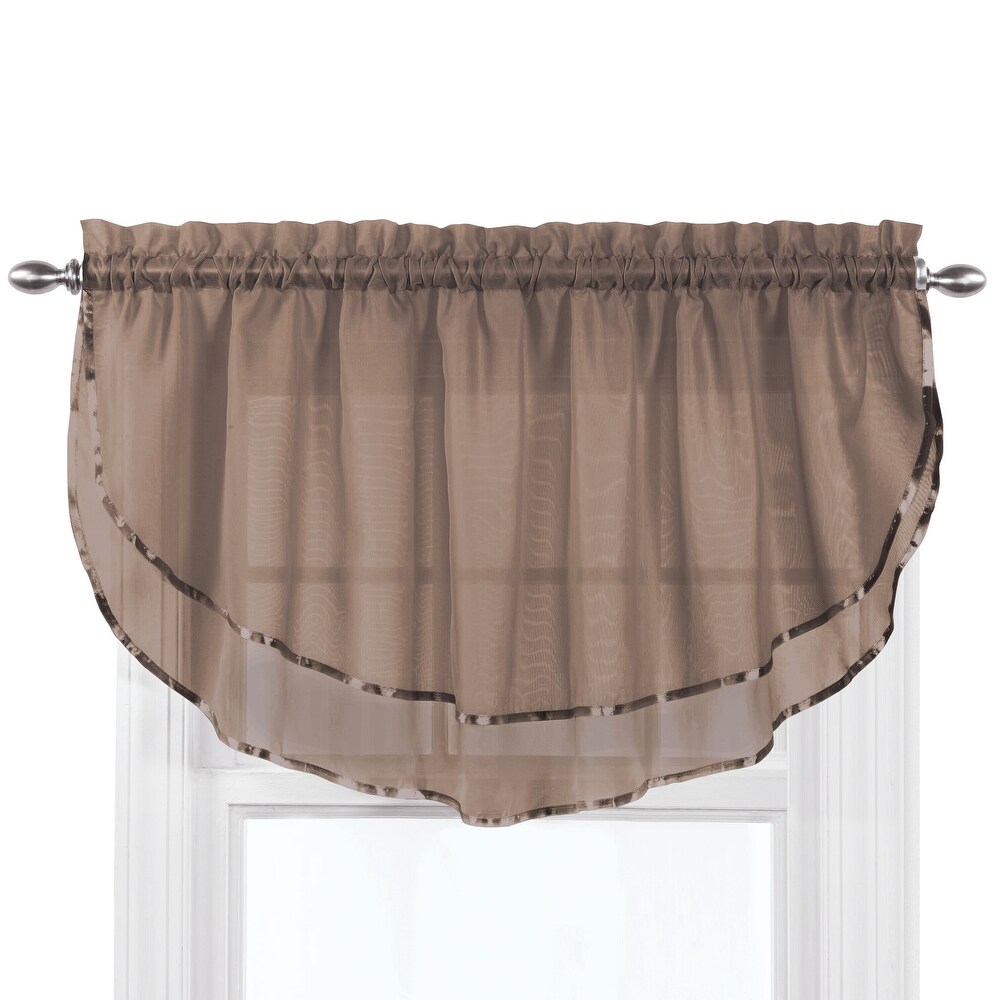 Elegance Sheer Fabric Rod Pocket Top Ascot Window Valance   7.000 x 5.750 x 1.250